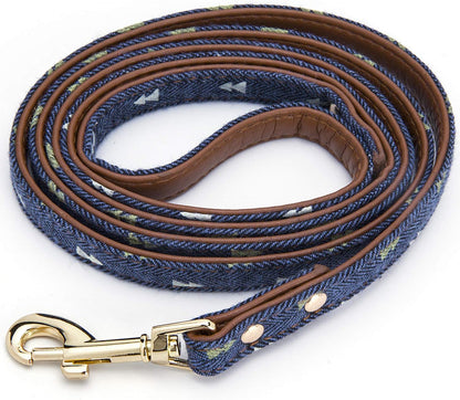 Puppy Leash for Small Dogs Cute Leather Navy Leashes (Leash-Navy)