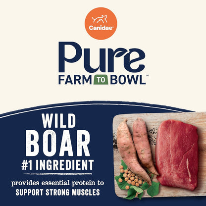 Canidae Pure Farm to Bowl Wild Boar & Garbanzo Bean, Grain-Free Dry Dog Food, Adult, 22lb