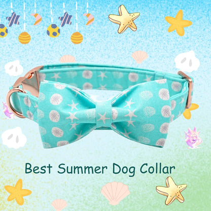 Elegant Little Tail Summer Dog Collar with Bow, Cute Bowtie for X-Small Puppy and Cat