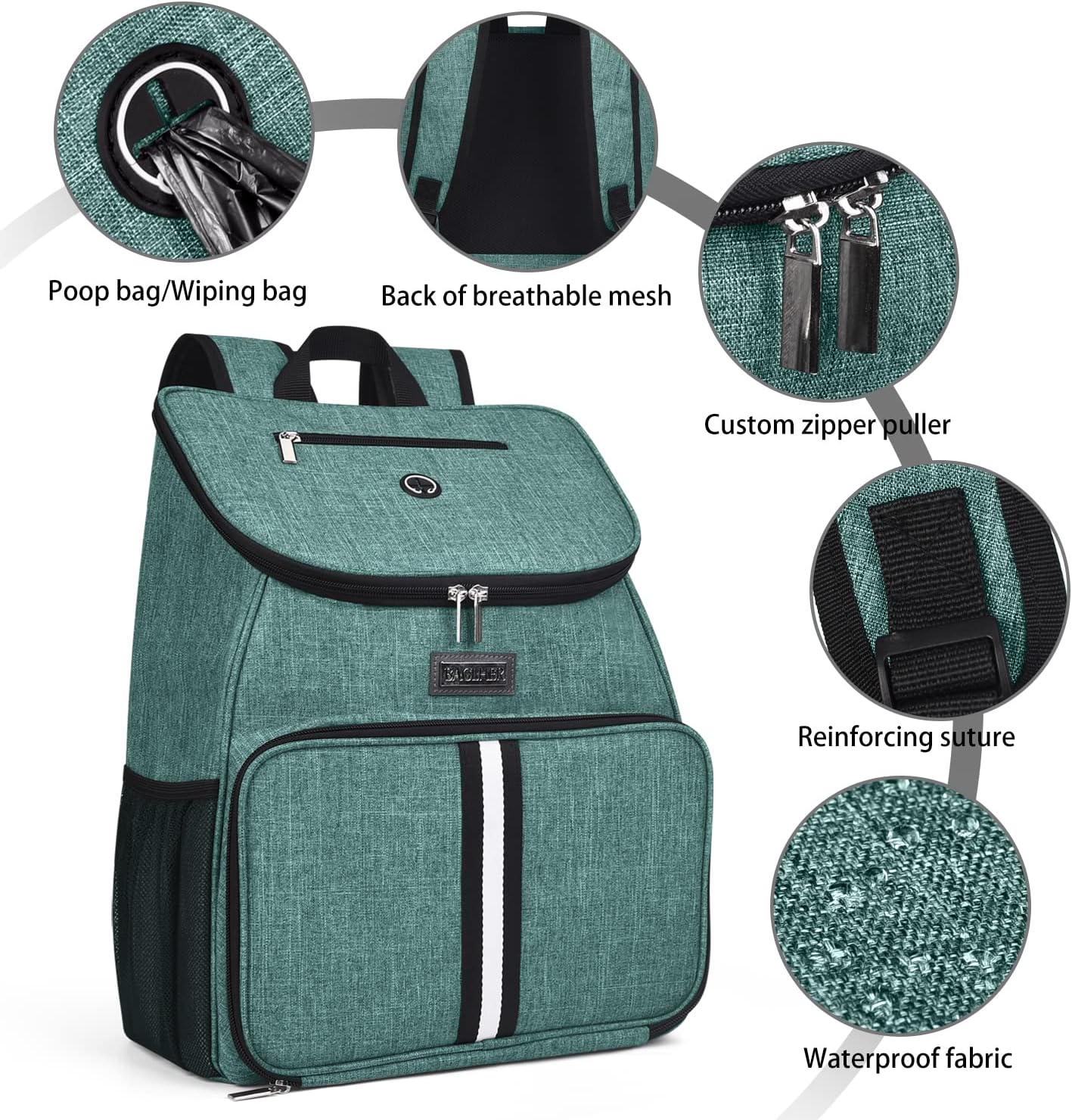 BAGLHER丨Dog Travel Bag, Airline Approved Pet Supplies Backpack, Dog Travel Backpack Accessories Set with 2 Silicone Collapsible Bowls and 2 Food Baskets. Green - Pawvie