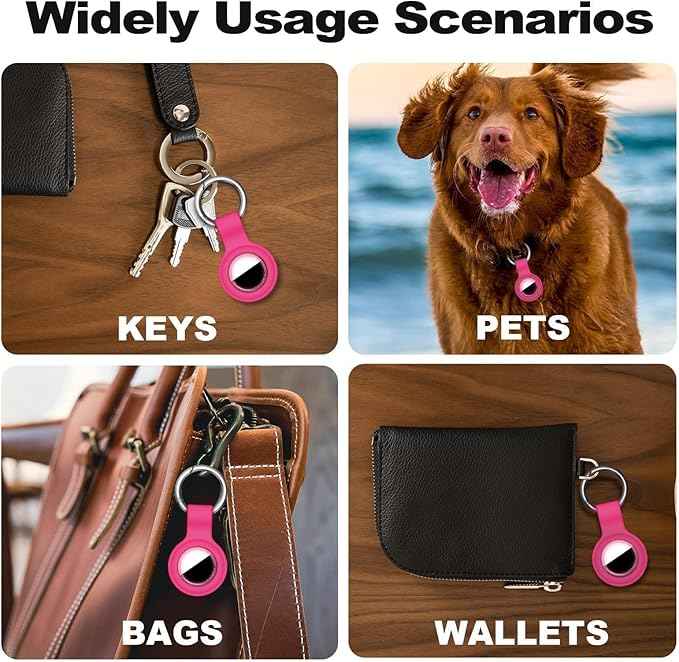Case for AirTag 2nd Gen (2026) & 1st Gen, Silicone Holder Keychain Key Ring, Protective Cover for Apple for Air Tags, GPS Finder Accessories for Bags, Pets, Kids, Luggage, Hot Pink