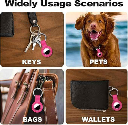 Case for AirTag 2nd Gen (2026) & 1st Gen, Silicone Holder Keychain Key Ring, Protective Cover for Apple for Air Tags, GPS Finder Accessories for Bags, Pets, Kids, Luggage, Hot Pink