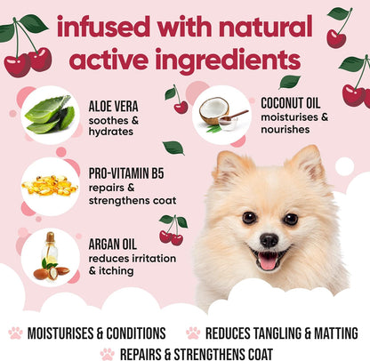 Black Cherry Dog Conditioner (169.07oz) Made with Aloe Vera, Argan Oil & Pro Vitamin B5 | Detangle Matted Coats & Relieve Sensitive & Itchy Skin, Suitable for Puppies from 8 Weeks, Vegan