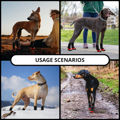 Dog Shoes for Hot Pavement Anti-Slip Dog Boots & Paw Protectors for Summer Rainy Day Dog Snow Boots Waterproof Dog Shoes for Small Medium Large Dogs with Reflective Straps for Hiking 4Pcs