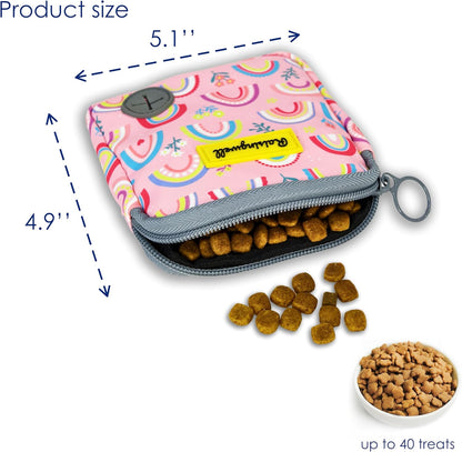 Dog Treat Pouch for Pet Walking and Training with Clicker Poop Bags Small Fanny Zipper Pack Holder for Puppy Snack Dispenser Kit for Leash and Outdoor Use (Rainbow)