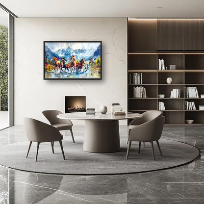 Horse Large Wall Art Running Horses Pictures Colorful Horse Mountain Landscape Wall Decor Wild Animal Nature Canvas Print Painting Artwork for Bathroom Living Room Bedroom 36L" x 24W"