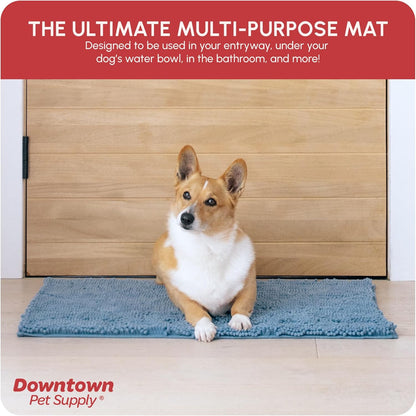 My Doggy Place Medium Faded Denim Microfiber Dog Mat, 31" x 20", Absorbent and Quick-Drying, Non-Slip Rubber Backed, Machine Washable