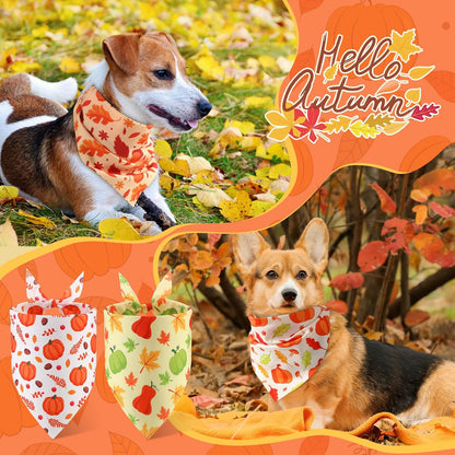 Abbylike 200 Pcs Fall Thanksgiving Dog Bandanas Bulk Pumpkin Bandanas for Dogs Pets Triangle Kerchief Bibs Scarf for Pets Autumn Costume Photo Props Accessories Pet Shops Adoption Events, 25 Styles
