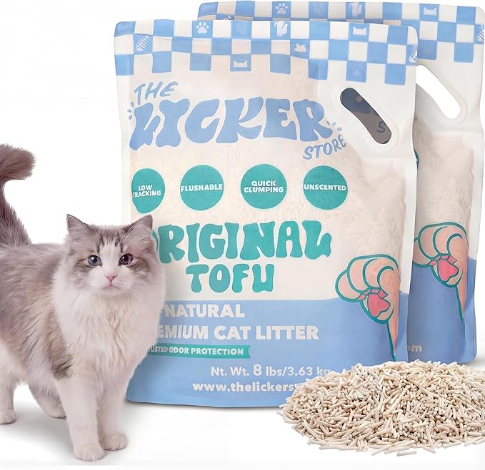 CLR3008A-SET2 Ultra Absorbent Fast Clumping, Flushable, Natural Ingredient, Odor Control, Low Dust and Low Tracking Tofu Cat Litter, 8 LBS x 2 Bags
