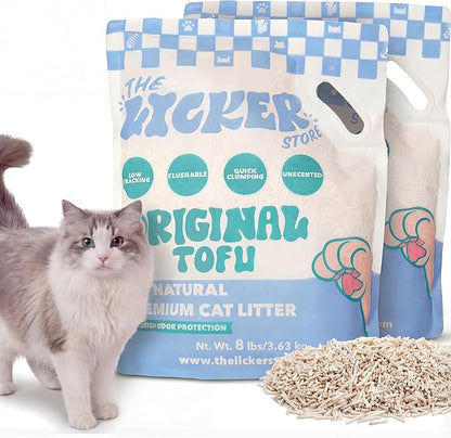 CLR3008A-SET2 Ultra Absorbent Fast Clumping, Flushable, Natural Ingredient, Odor Control, Low Dust and Low Tracking Tofu Cat Litter, 8 LBS x 2 Bags