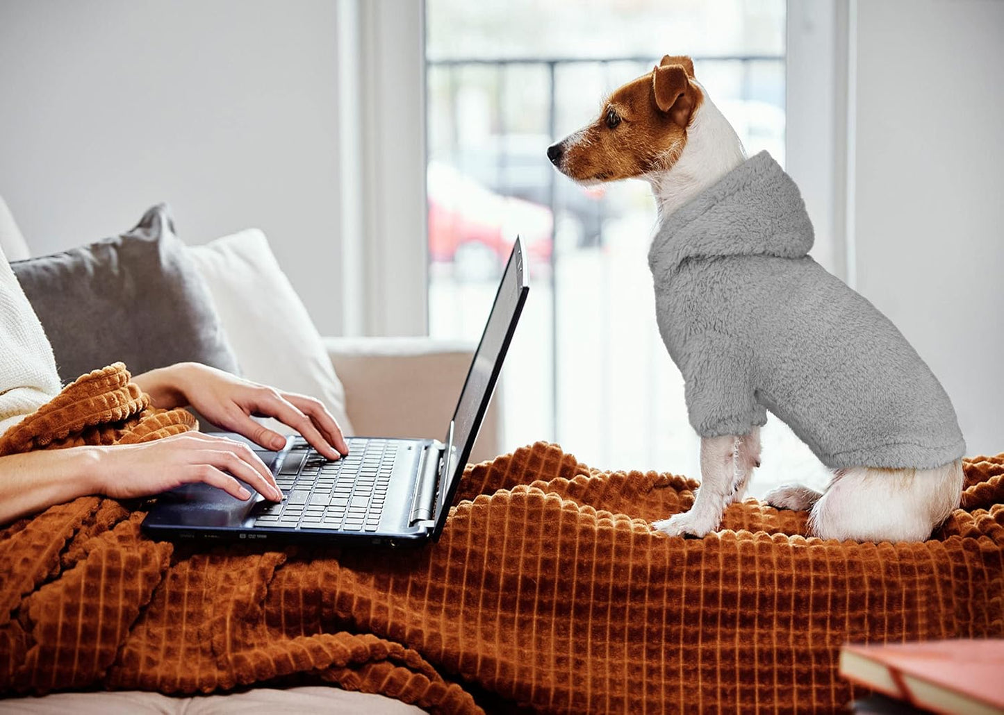 Fuzzy Dog Sweaters for Small Dogs Dog Hoodie Pet Clothes Warm Soft Cozy Coats Hooded Sweatshirt Fleece Small Pet Hoodies Sweater(Grey-S)