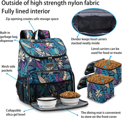 BAGLHER丨Dog Travel Bag, Airline Approved Pet Supplies Backpack, Dog Travel Backpack with 2 Silicone Collapsible Bowls and 2 Food Baskets - Pawvie