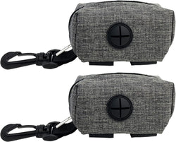 (2 Pack) Dog Poop Bag Holder for Leash,Doggie Waste Bag Dispenser Small Doggy Poop Bag Zipper Pouch with Carabiner Clip, Leash Attachment Holder for Pet Puppy Poop Bags