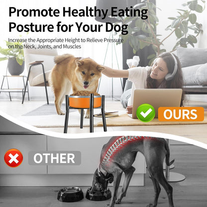Lifted Dog Bowl Stand - Without Bowls, Single Raise Pet Food Table Adjustable Wide 7-11", Tall 10" - Bowl Stand Size Optional, Dog Bowl Holder Elevated for Small Medium Large Dog Breed