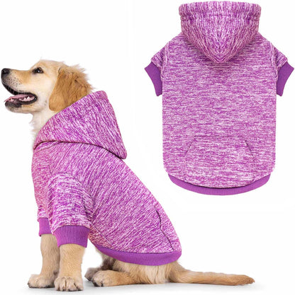 Dog Sweaters for Small Dogs Hoodie Fleece Dog Sweater Soft Clothes Sweatshirt with Pocket Hoodie for Small Dogs Puppy Sweater(Purple&S)