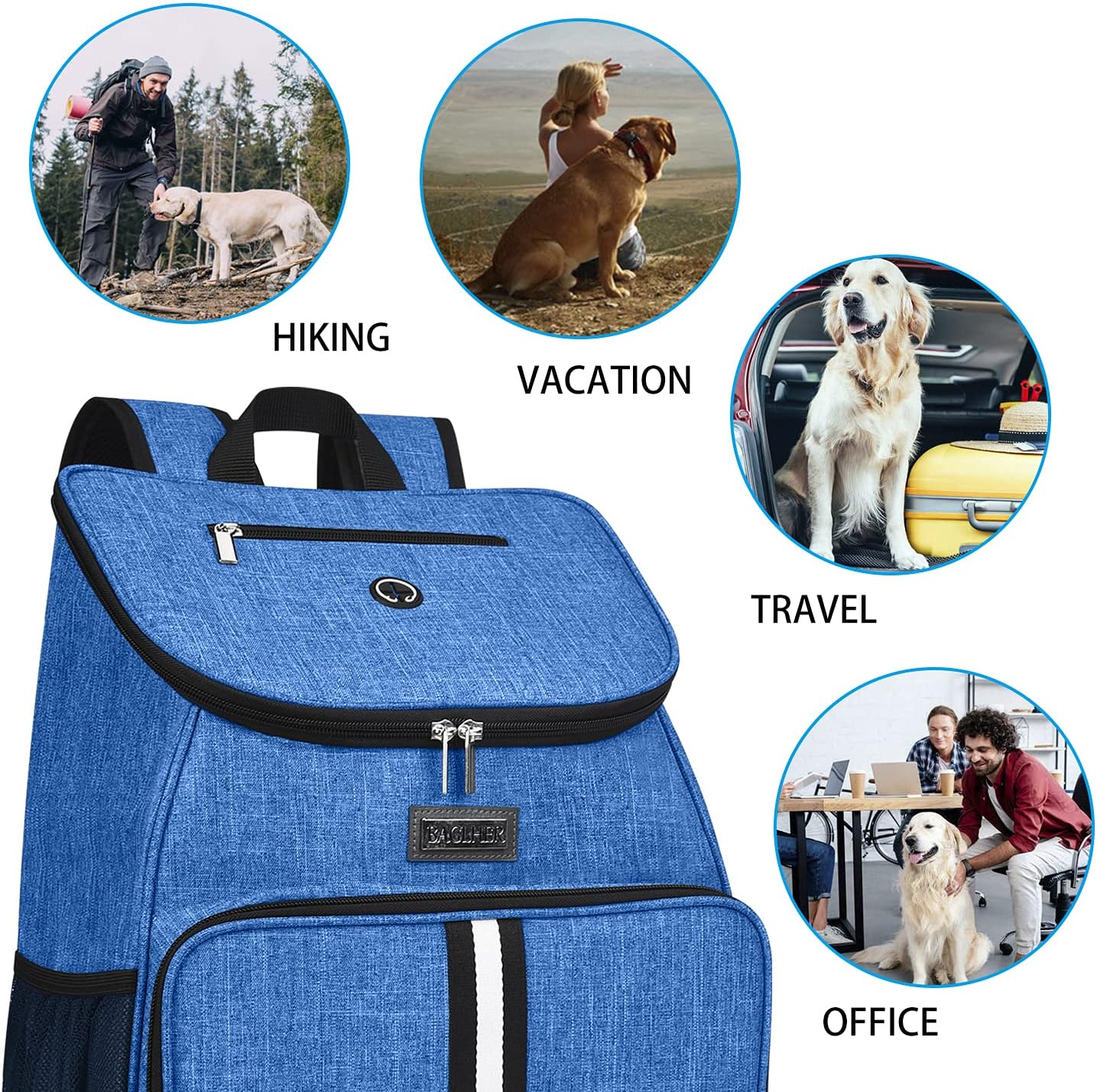 BAGLHER丨Dog Travel Bag, Airline Approved Pet Supplies Backpack, Dog Travel Backpack with 2 Silicone Collapsible Bowls and 2 Food Baskets - Pawvie