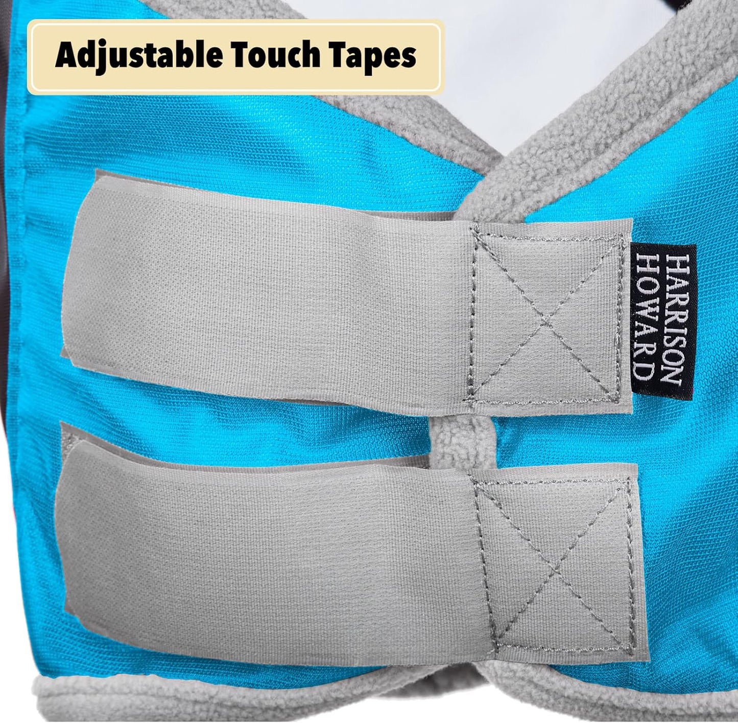 Harrison Howard Pro Luminous Horse Fly Mask Standard with Ears UV Protection for Horse Azure Blue/Silver XL Extra Full Size