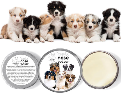 The Blissful Dog Australian Shepherd Nose Butter for Dry, Cracked Skin, Lick-Safe Dog Nose Balm with Moisturizing Shea Butter, Almond, Olive, and Essential Oils, Pet Supplies, Uncented, 1 oz.