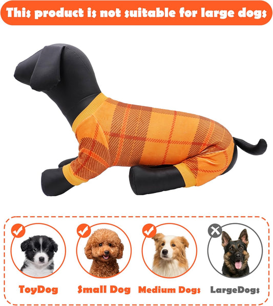PET SHOW 4 Pack Small Dog Pajamas Holiday Dog Clothes Doggies Soft Stretchy PJs Plaid Jumpsuit Puppy Cats Girl Boy Fall Onesies Christmas Outfits with Sleeve Pets Dachshund Costume(XS, Plaid)