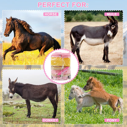 Horse Grooming Kits, 9 Pieces Pink, Includes Tote Bag, Bathing Supplies Sweat Scraper Bathing Sponge, Hoof Pick, Curry Comb for Horse Riders Beginners