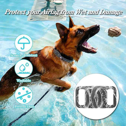 2 Pack Waterproof AirTag Dog Collar Holder Compatible with Apple AirTag, Silicone Hidden Loop Holder for Airtag Tracker, Anti-Lost Dog Collar Air Tag Accessories(Gray,Pink)