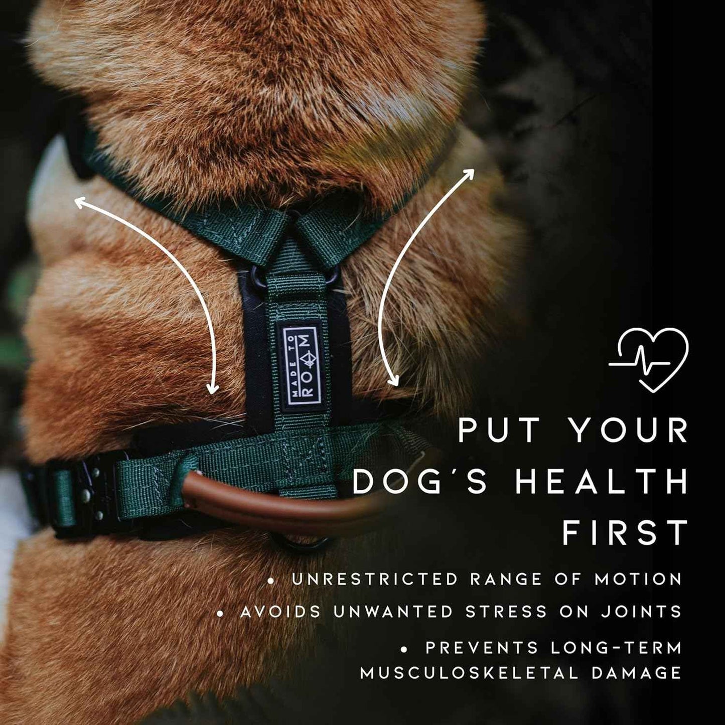 MADE TO ROAM Premium Explorer Harness - Y-Shaped Dog Harness with Adjustable Durable Nylon, Soft Padding, Metal Buckles and Leather Handle for Small, Medium, Large Dogs (Texas Flair, Size 3)