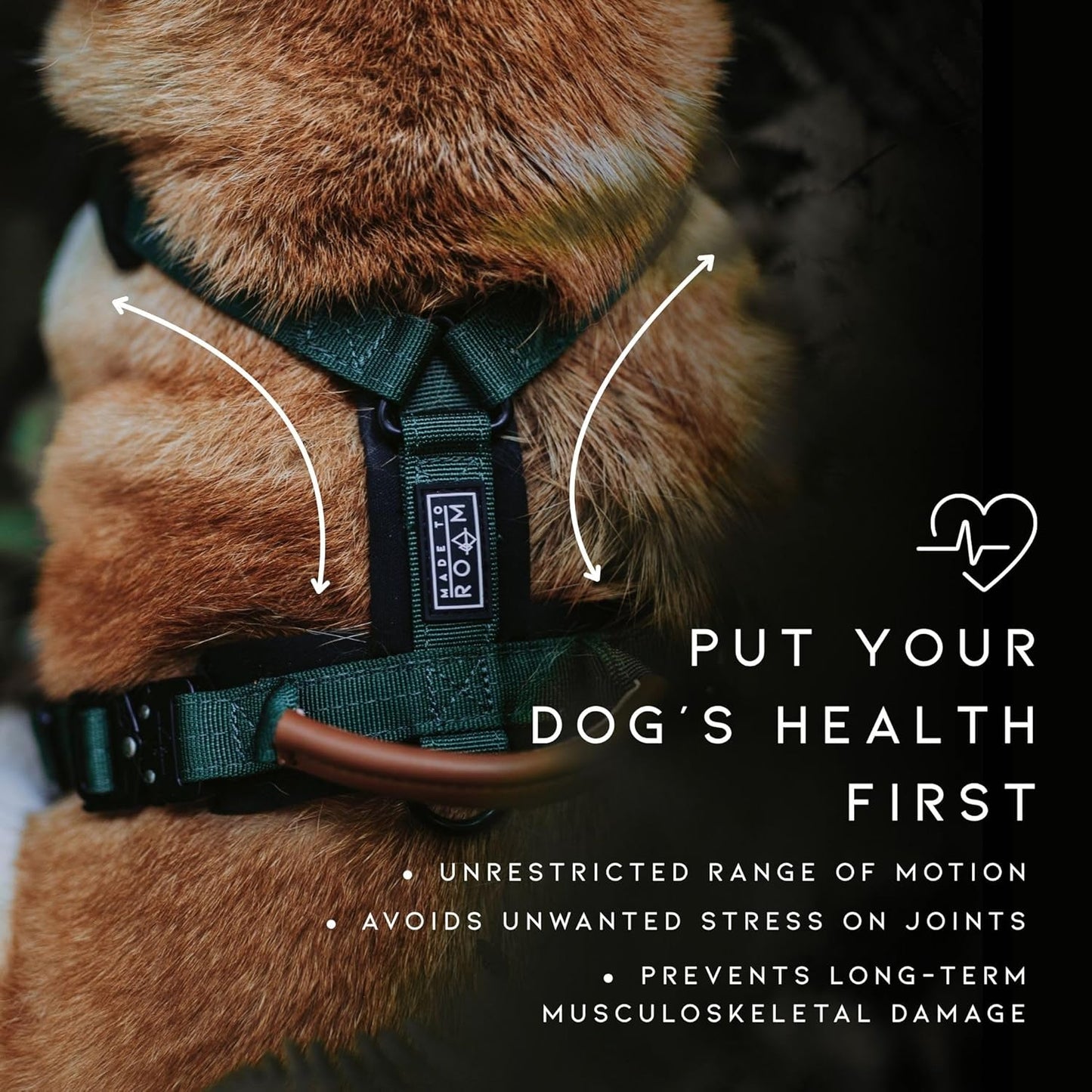 MADE TO ROAM Premium Explorer Harness - Y-Shaped Dog Harness with Adjustable Durable Nylon, Soft Padding, Metal Buckles and Leather Handle for Small, Medium, Large Dogs (California Horizon, Size 3)