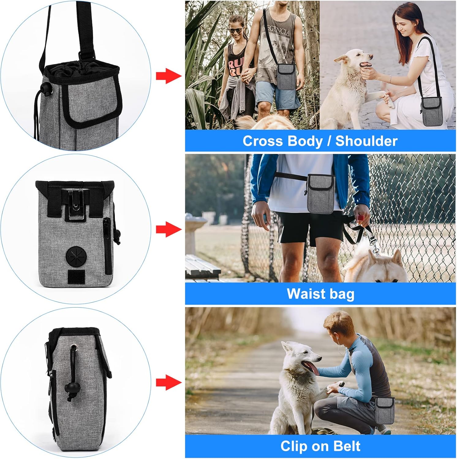Modoker Dog Travel Bag Backpack, Airline Approved Pet Accessories Organizer for Dog and Cat with Shoulder Strap, 2 Dog Food Storage Containers, 2 Collapsible Dog Bowls,1 Pet Mat, Rose Red - Pawvie