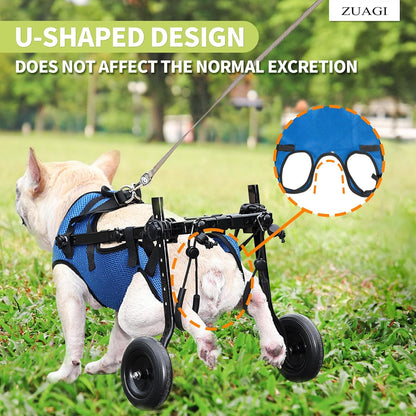 Pet Wheelchair for Leg Support Helps Senior， Wheelchair for Back Legs，Adjustable Pet Cart，Assist a paralyzed pet get Back on its feet，Support Leg Brace and Hip(Small)