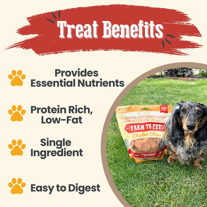 Farm To Pet - Dog Training Treats - Chicken Chips, Single Ingredient - 12 oz, Lean, All Natural, Healthy Dog Treats for Small, Medium, Large Breeds, & Puppies, Made in USA