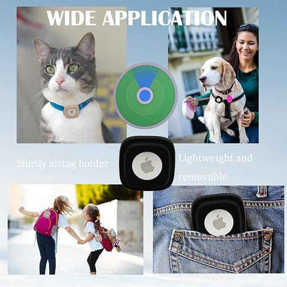 Apple Tag Dog Collar Holder (2 Black) for Tag Pet Collar Secure & Comfortable for Apple Tag, Durable Tracker Holder Case for Medium Dog Collars