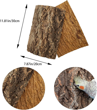 4 Pack Cork Bark Perch for Bird, 11.8 × 7.9 inch Natural Parrot Chewing Toys, Birdcage Background Decor Accessories, Bark Toy for Budgie Parakeet Cockatiel Lovebirds Conures Hamster Guinea Pig Rat