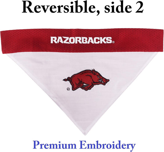 Pets First Collegiate Pet Accessories, Reversible Bandana, Arkansas Razorbacks, Small/Medium
