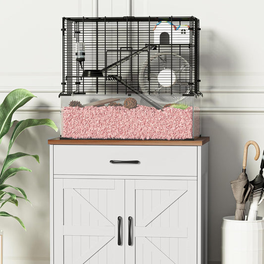 3-Tier Glass Hamster Tank, Large Hamster Cage Habitat with 11inch Big Running Wheel for Rat, Mouse, Gerbil, Syrian Hamster, 370 SQ INCHES