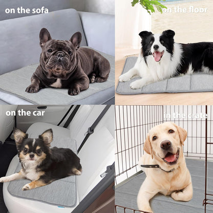 Dog Cooling Mat for Large Dogs - 41x27 Orthopedic Memory Foam Pet Pad for Summer, QMAX>0.5, Washable Premium Comfort Crate Pad for Your Furry Companion, Grey