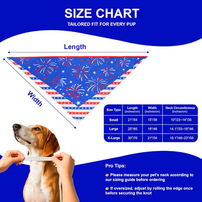 4th of July Cooling Dog Bandana 1-Pack for XLarge Dogs - Patriotic Bandanas with American Flag Design, Breathable & Quick-Dry Pet Accessories