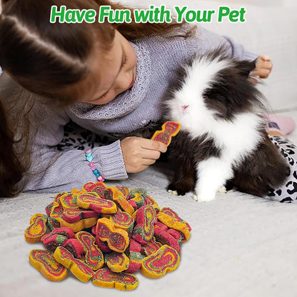 Fhiny Rabbit Chew Toys Mixed Forage Beetroot Carrot and Pumpkin Bunny Treats for Hamsters Guinea Pigs Chinchillas and Other Small Rodents Teeth Grinding (0.29lb/130g)