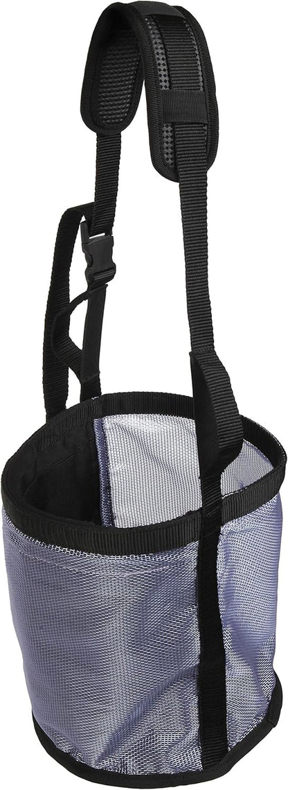 Majestic Ally Horse Feed Bag, Heavy Duty Nylon Mesh Grain Feed Bag, Adjustable Strap with Durable Snap and Elastic Straps, Comfort Neck Pad and Nose Pad- Large (Draft, Dark Gray)