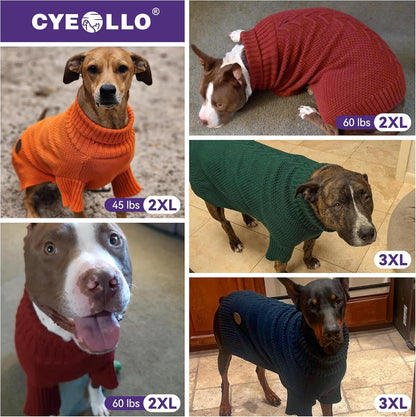 cyeollo Dog Sweater Pullover Turtleneck for Large Dogs, Classic Knitwear Fall Winter Cold Weather Dog Clothes Warm Pet Apparel Medium Large Dog Sweaters, Purple 2XL