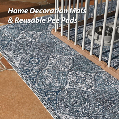 nunubaby 2PACK Washable Pee Pads for Dogs, Stylish, Non-Slip and Leak-Proof Pee Pads. Reusable Potty Pads for Dogs for Crates and Floors.(Blue/Multi, 72" x72")