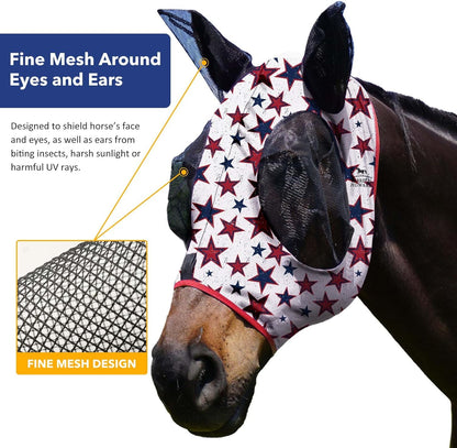 Harrison Howard Super Comfort Stretchy Fitting Horse Fly Mask with UV Protection Soft on Skin with Breathability Dream Star Full Size