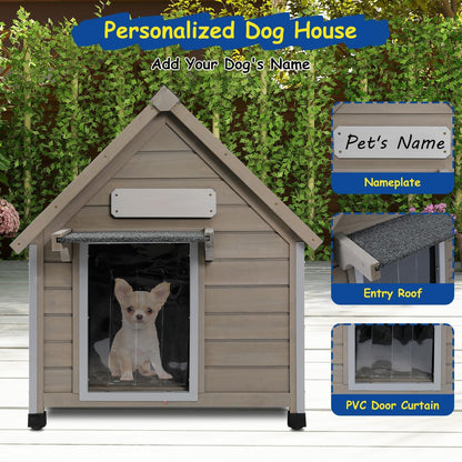 Outdoor Dog House Waterproof for Medium Small Dogs with Anti-Chewing Iron Frame, Adjustable Vent Window, Indoor & Outdoor Doghouse Kennel Puppy Shelter, Easy Clean and Assemble (26" L*31.9" W*32" H) - Pawvie