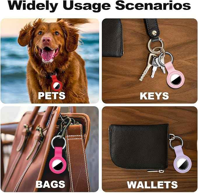 Case for AirTag 2nd Gen (2026) & 1st Gen, Silicone Holder Keychain Key Ring, Protective Cover for Air Tags, GPS Finder Accessories for Bags, Pets, Kids, Luggage,Pink/Hot Pink/Light Purple/Red