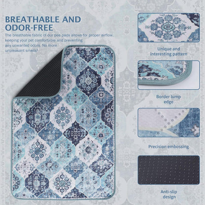 IEUUMLER Washable Pee Pads for Dogs, 1 Pack Reusable Non-Slip Grip, Super Absorbent Waterproof Puppy Pads for Potty Training, Playpen, Crate, Whelping Box EU011 (Blue, 71" x 71")