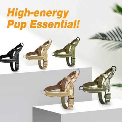 Forestpaw No Pull Dog Harness - Soft Flannel Padded Tactical Dog Vest Harness with Quick Release Buckle, Adjustable Reflective Pet Harness for Large Dogs Walking Training,Black XL