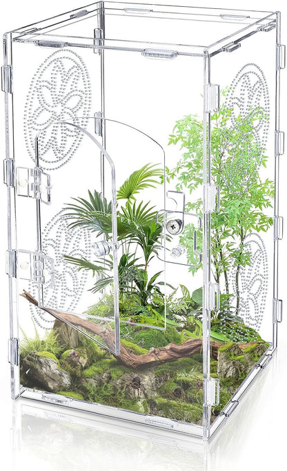 Jumping Spider Enclosure, 12x6x6 Inch Acrylic Tarantula Enclosure, Jumping Spider Accessories with Front Opening Door