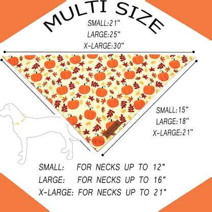 Realeaf Thanksgiving Dog Bandanas 2 Pack, Pumpkins and Happy Thanksgiving Pet Scarf for Boy and Girl, Premium Durable Fabric, Reversible Holiday Bandana for Large and X-Large Dogs Pets (X-Large)