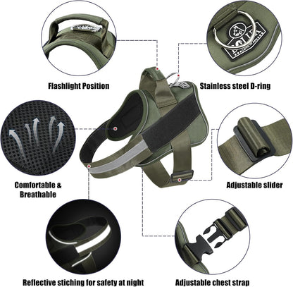 Bolux Dog Harness, No-Pull Reflective Dog Vest, Breathable Adjustable Pet Harness with Handle for Outdoor Walking - No More Pulling, Tugging or Choking