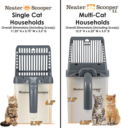 Neater Pet Brands Neater Scooper XL Cat Litter Scoop, 195 Refill Bags – Extra-Large Capacity Mess-Free Cat Litter Scooper with Bag for Large & Multiple Cats, Spill-Proof Litter Box Scooper with Holder