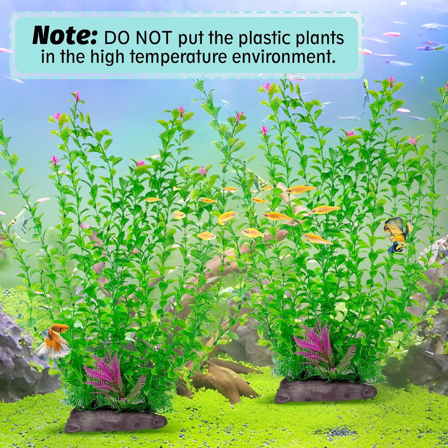 Hamiledyi Aquarium Plastic Plants Aquarium Decor Artificial Fish Tank Plants,Tall Fish Tank Decorations, Extra Large Aquarium Plant 20.4-inch Tall,2PCS